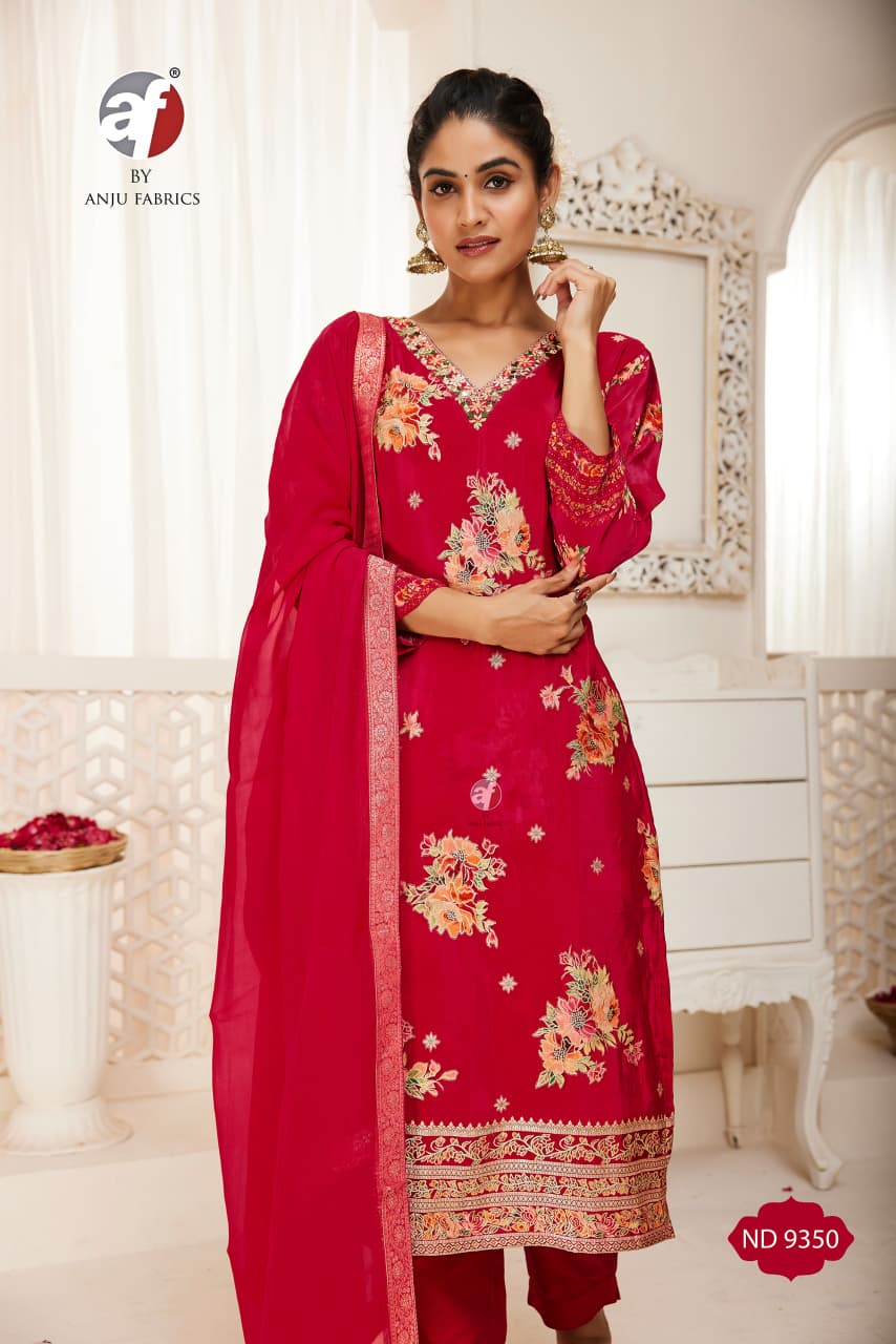 Anju Fabrics Red Meena Readymade Dress Size Set collection 1