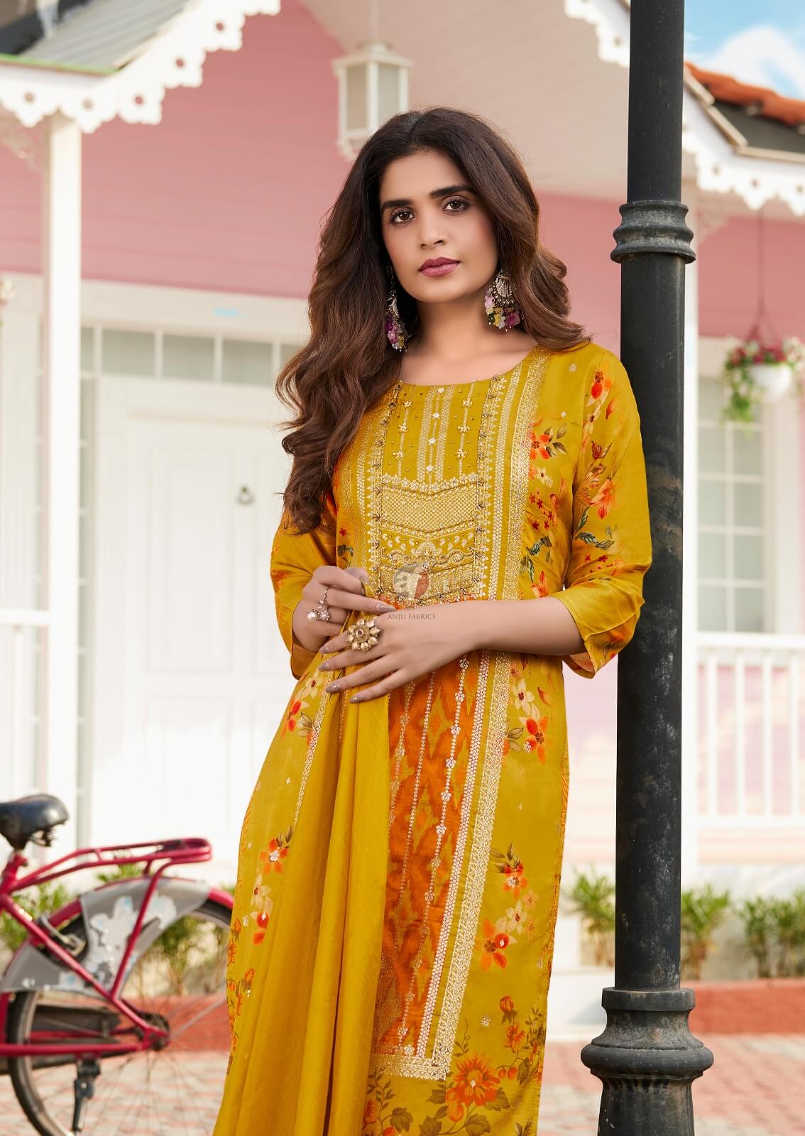 Anju Fabrics Dastoor Vol 7 Embroidery Catalog collection 8