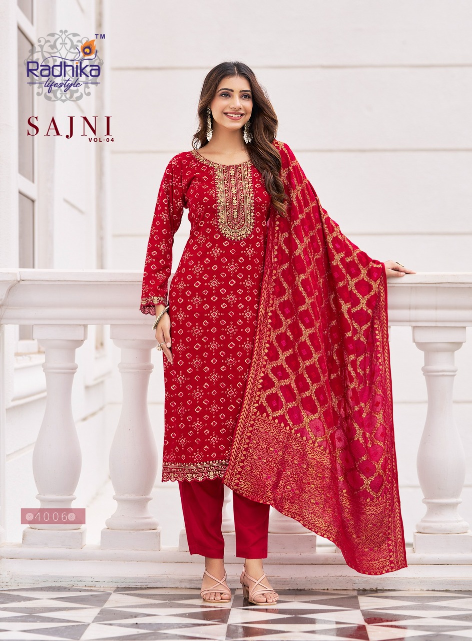Radhika Lifestyle Sajni Vol 4  Printed Salwar Kameez Catalog collection 4
