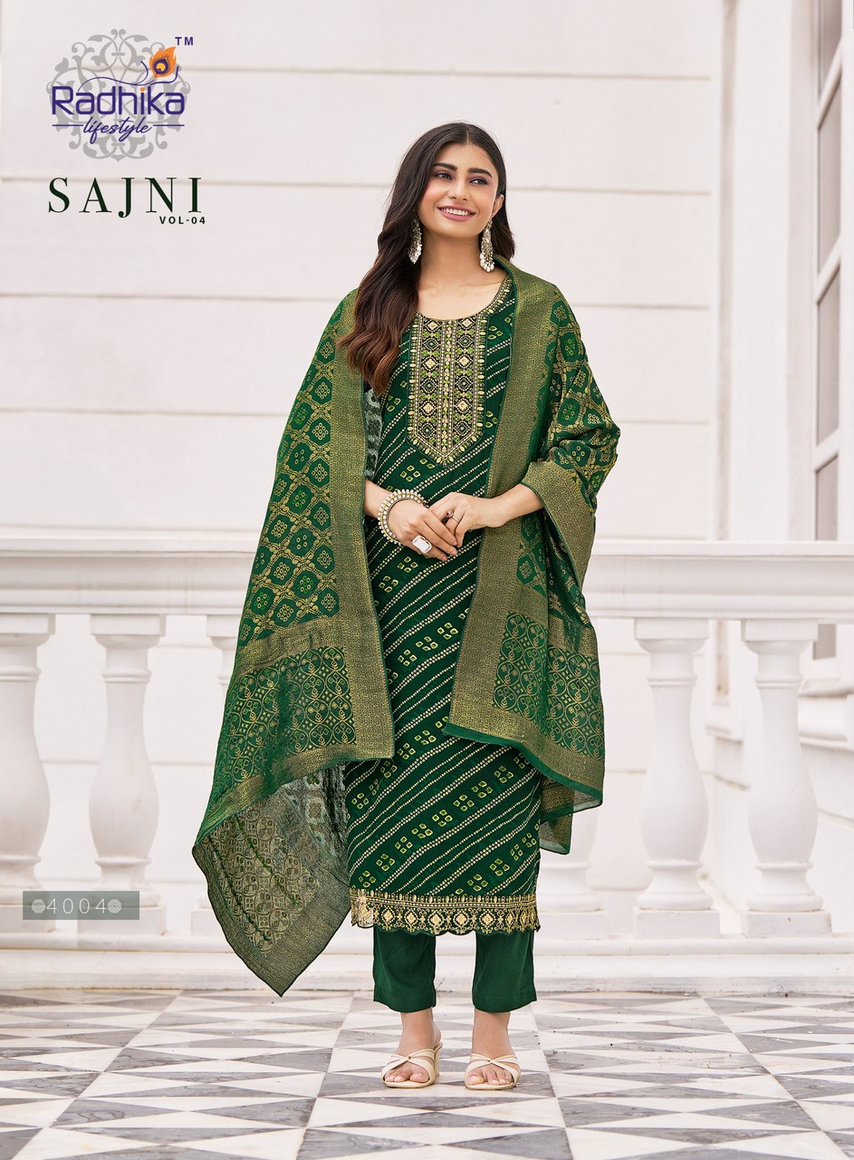 Radhika Lifestyle Sajni Vol 4  Printed Salwar Kameez Catalog collection 7