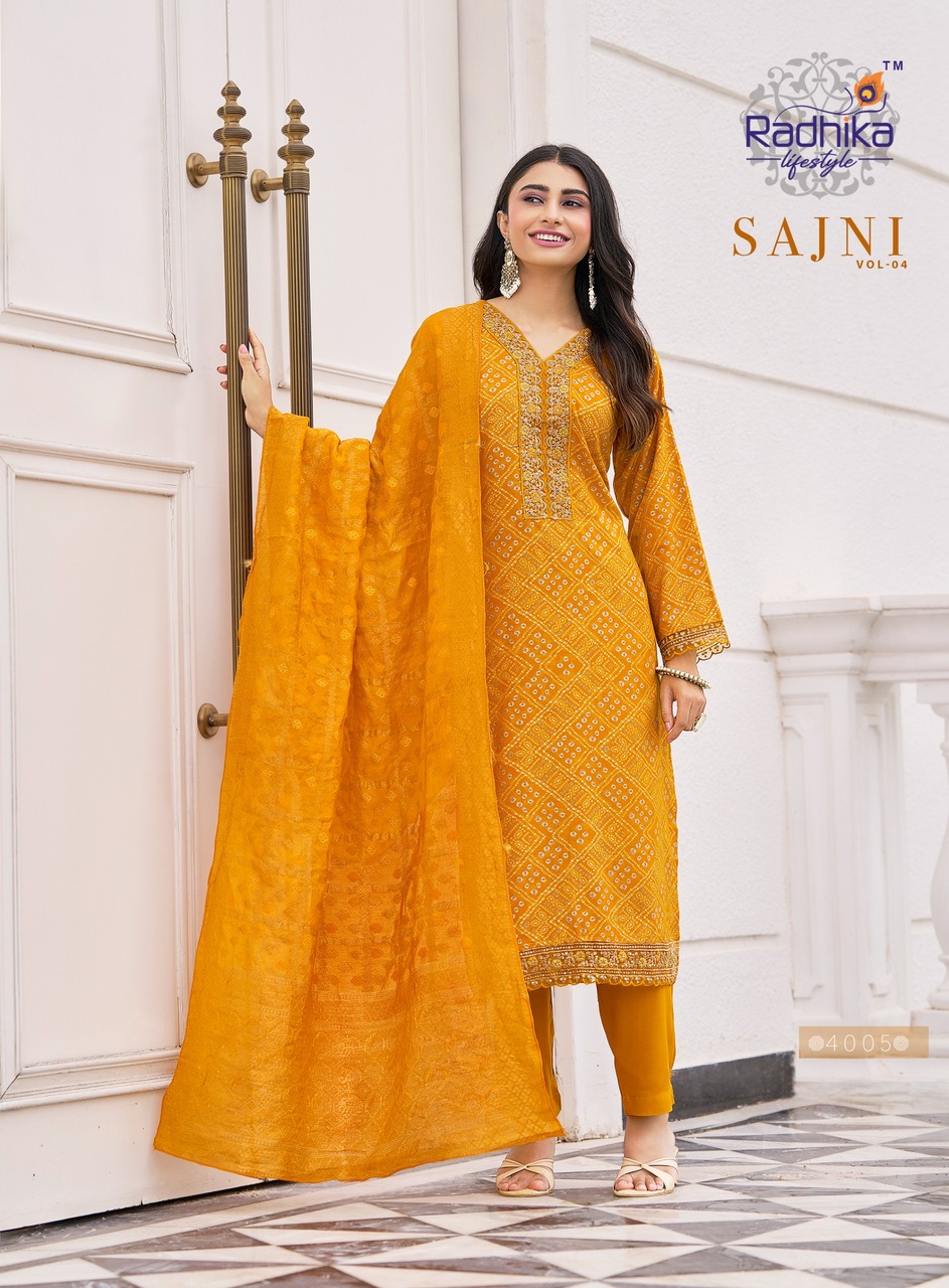 Radhika Lifestyle Sajni Vol 4  Printed Salwar Kameez Catalog collection 5