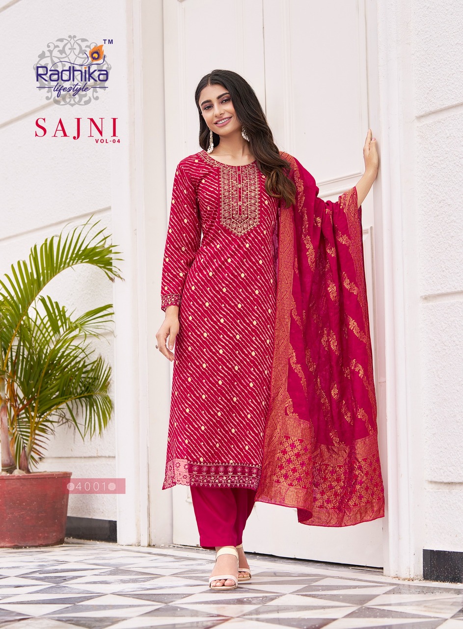 Radhika Lifestyle Sajni Vol 4  Printed Salwar Kameez Catalog collection 13