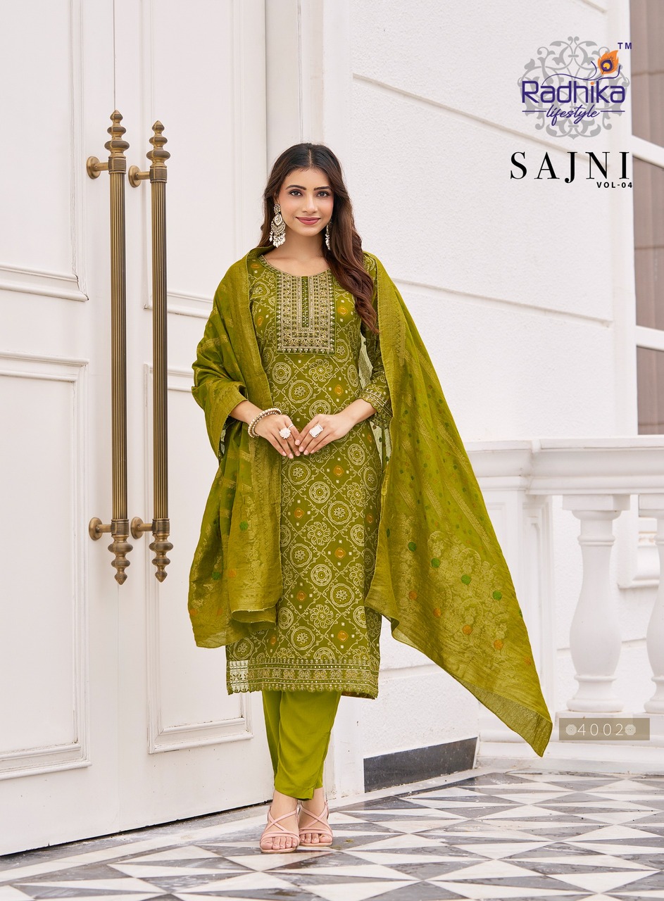 Radhika Lifestyle Sajni Vol 4  Printed Salwar Kameez Catalog collection 10