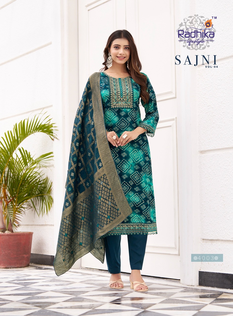 Radhika Lifestyle Sajni Vol 4  Printed Salwar Kameez Catalog collection 8