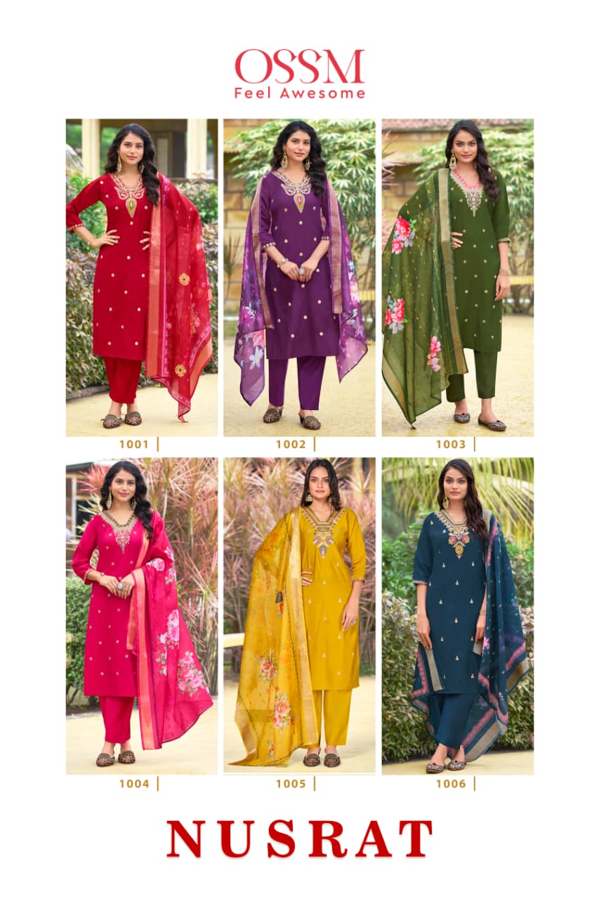 Ossm Nusrat Embroidery Salwar Kameez Catalog collection 7
