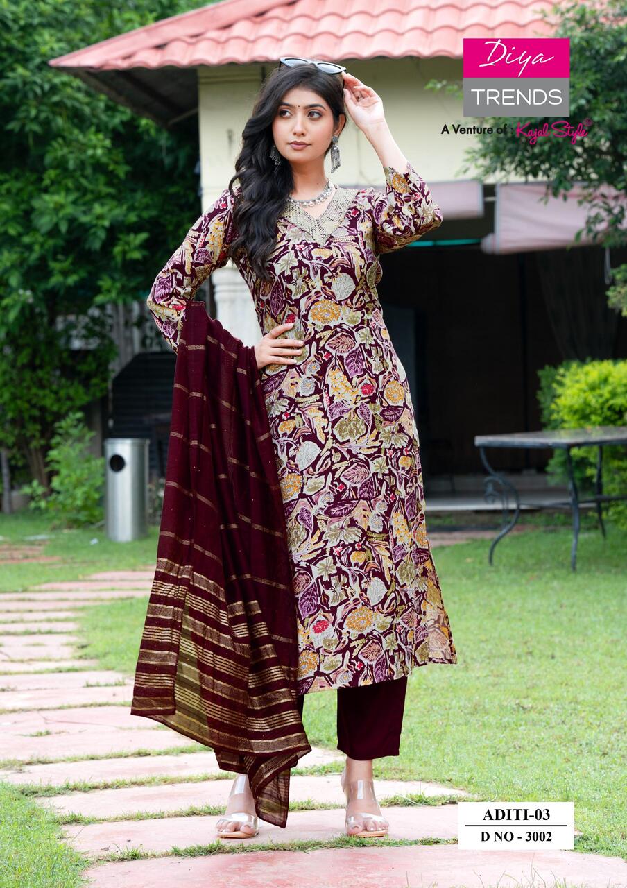 Diya Trends Aditi Vol 03 Printed Salwar Kameez Catalog collection 8