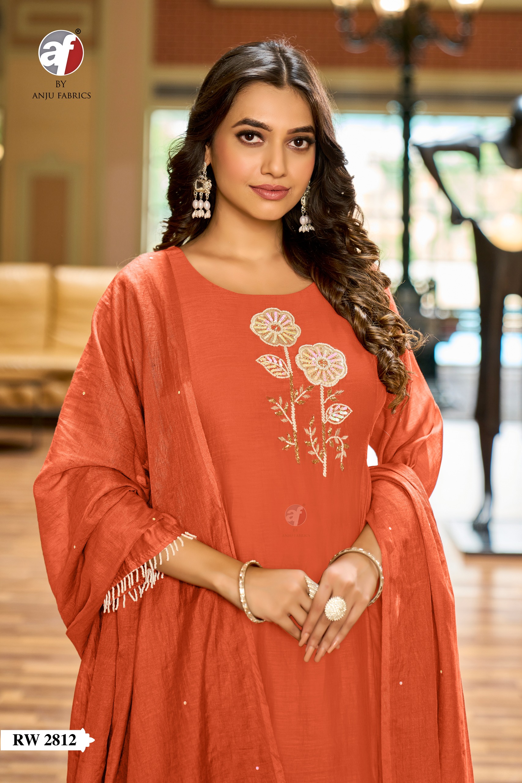 Anju Fabrics Orange Readymade Dress Size Set collection 1