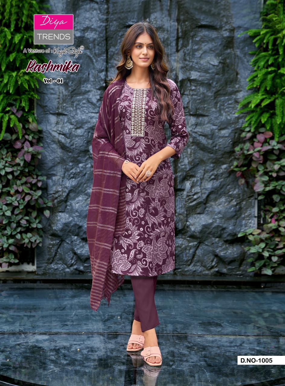 Diya Trends Rashmika Vol 1 Printed Salwar Kameez Catalog collection 5
