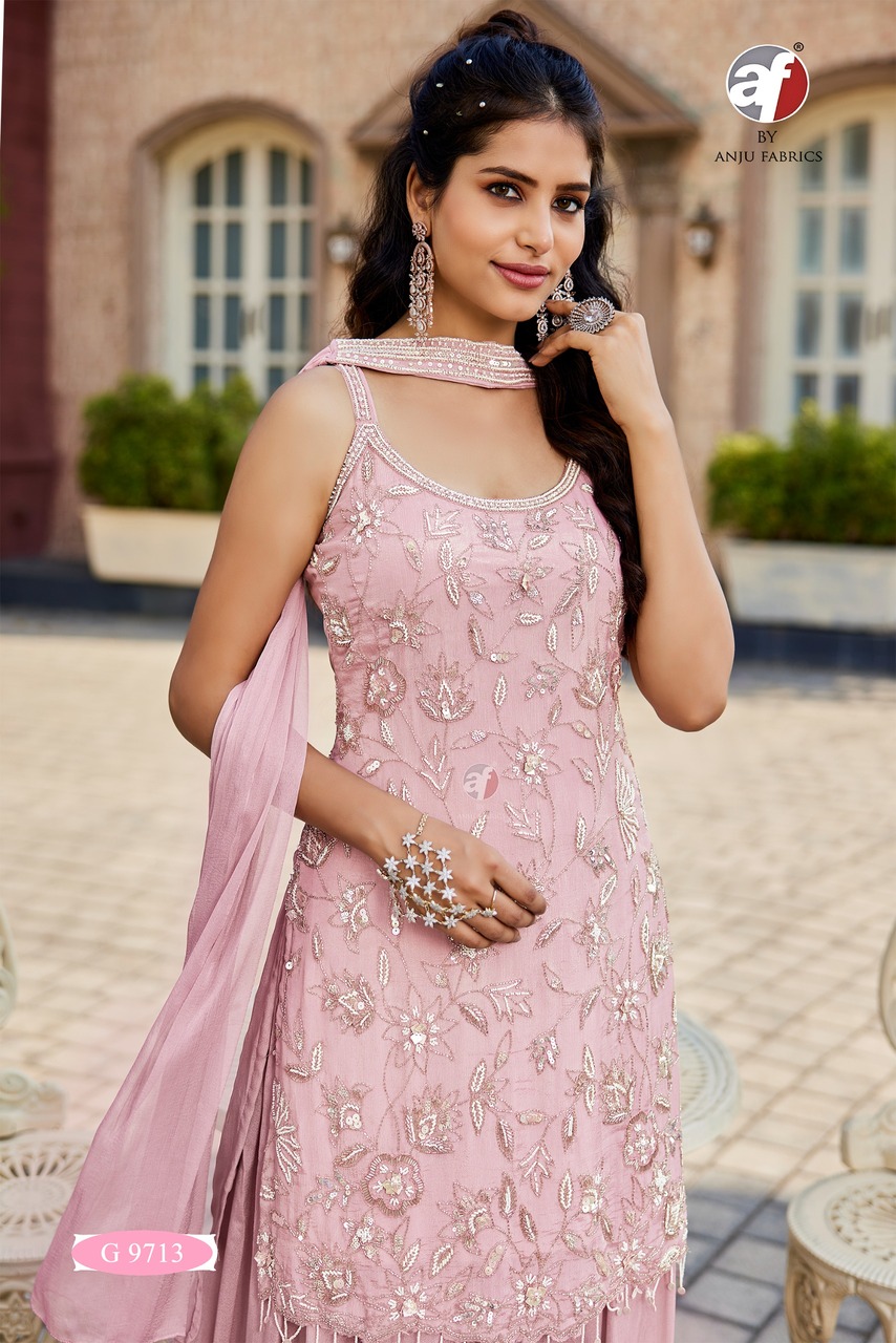 Anju Fabrics Pink Designer Suits Size Set collection 3