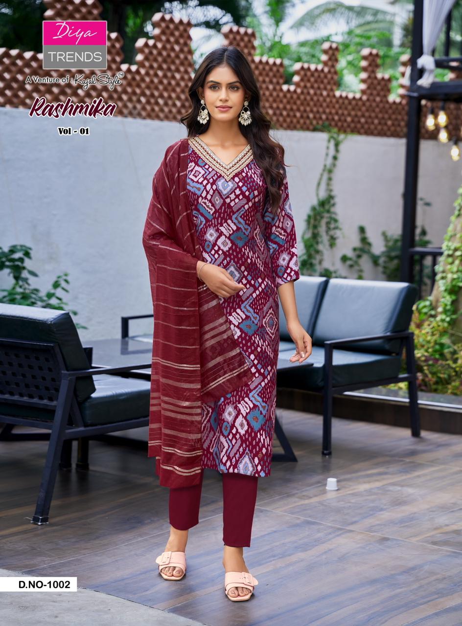 Diya Trends Rashmika Vol 1 Printed Salwar Kameez Catalog collection 7