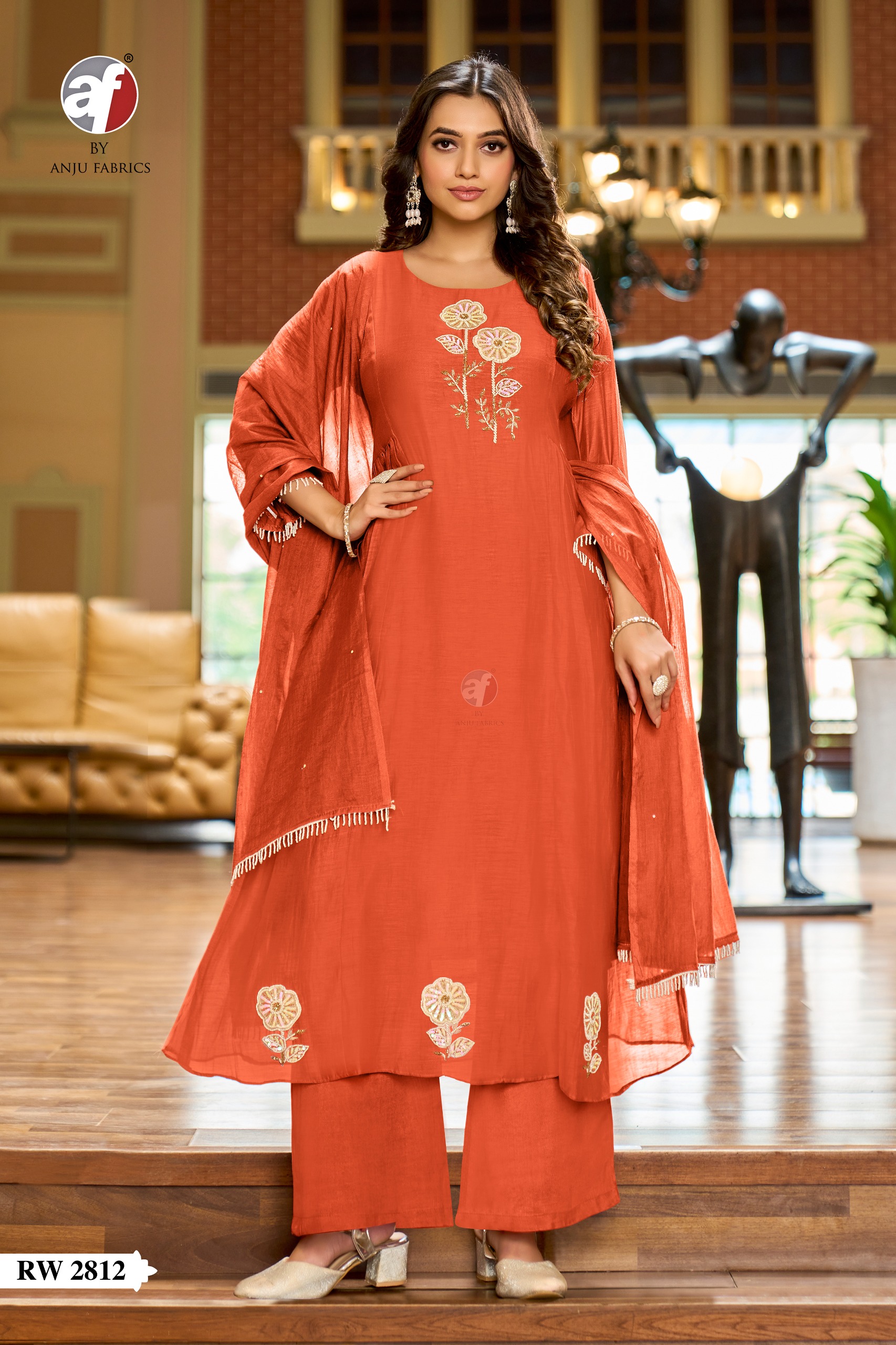 Anju Fabrics Orange Readymade Dress Size Set collection 2