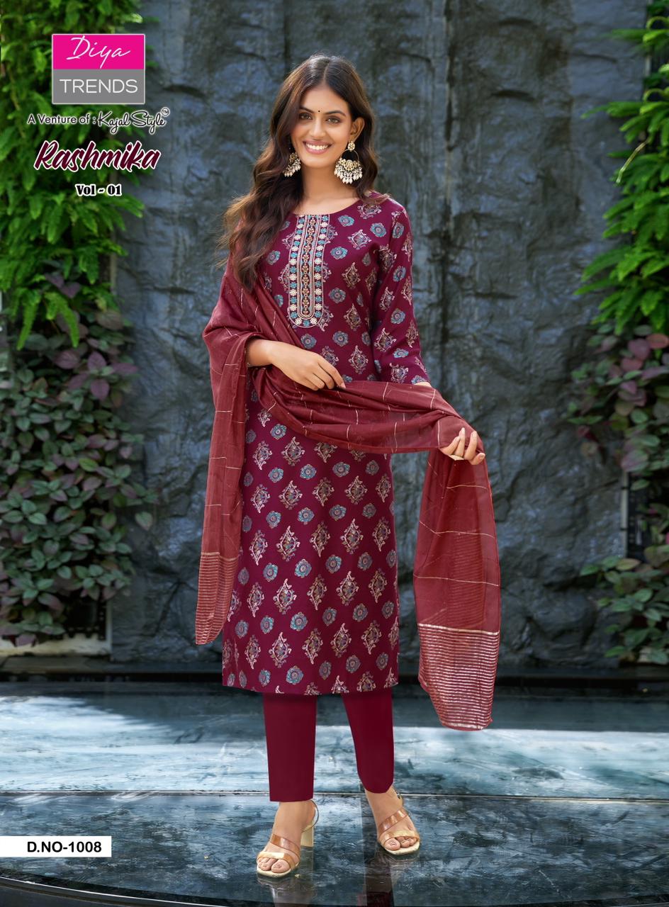 Diya Trends Rashmika Vol 1 Printed Salwar Kameez Catalog collection 2