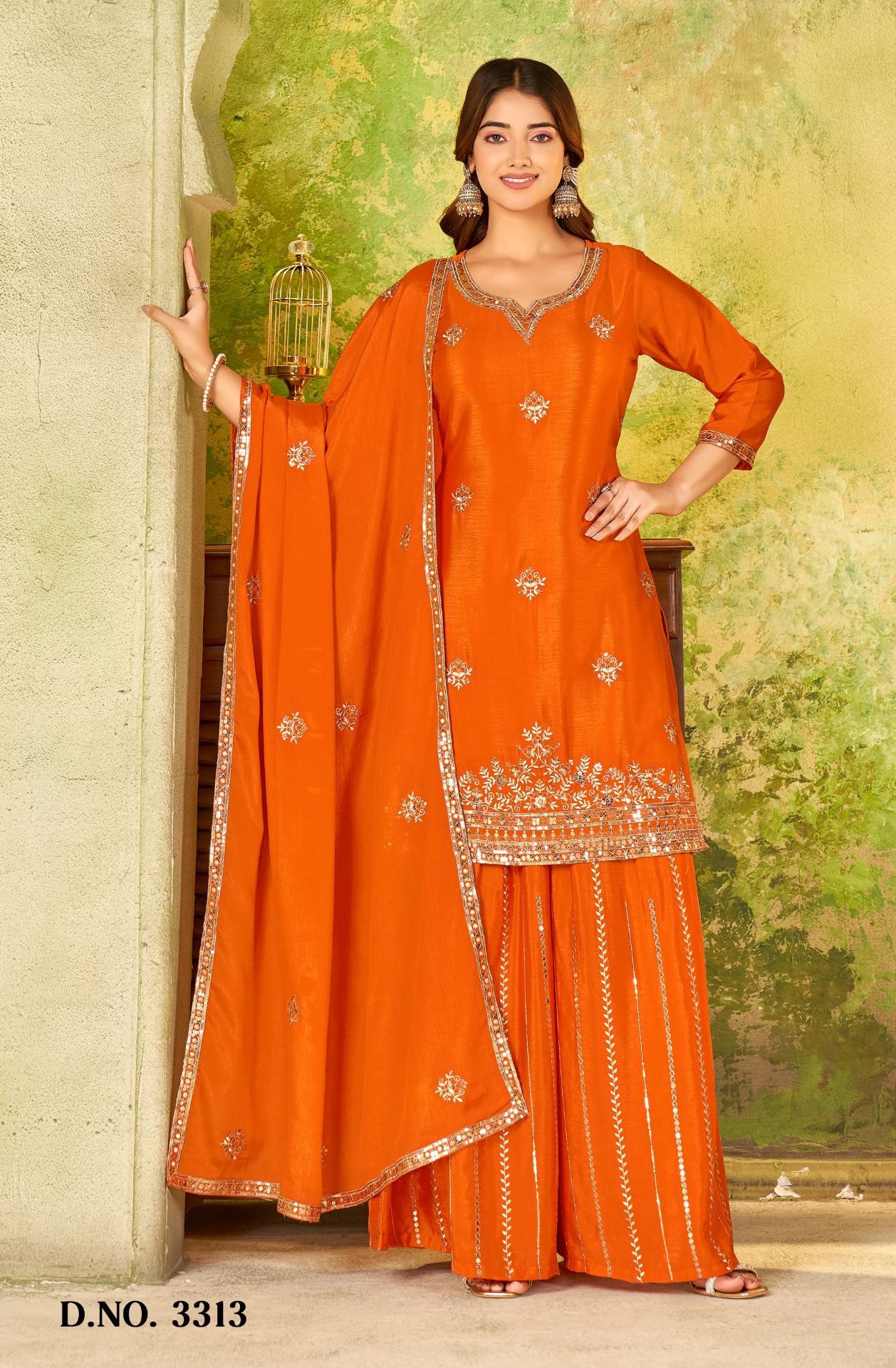 Ladies Flavour Chinon Embroidery Salwar Kameez Size Set collection 2