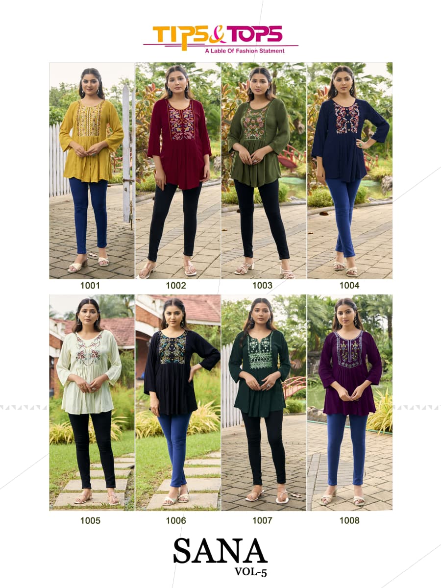 Tips And Tops Sana Vol 5 Rayon Kurti Catalog collection 8