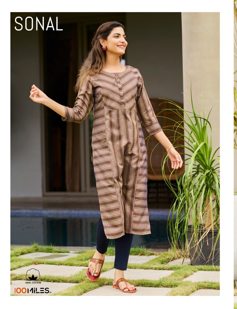 100 Miles Kurti Sonal Cotton Kurtis Catalog collection 4