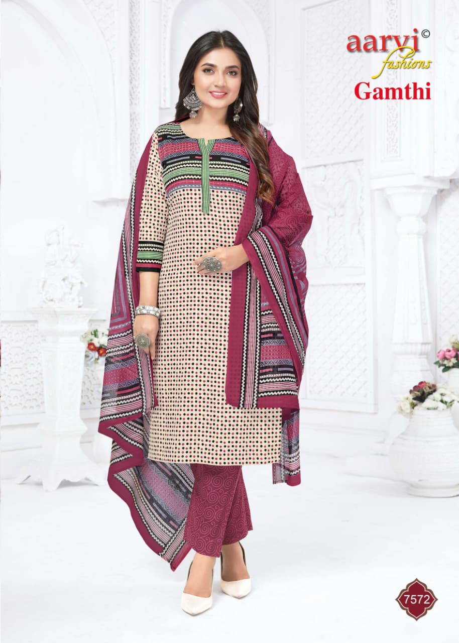 Aarvi Fashions Gamthi Vol 12 Cotton Salwar Kameez Catalog collection 6