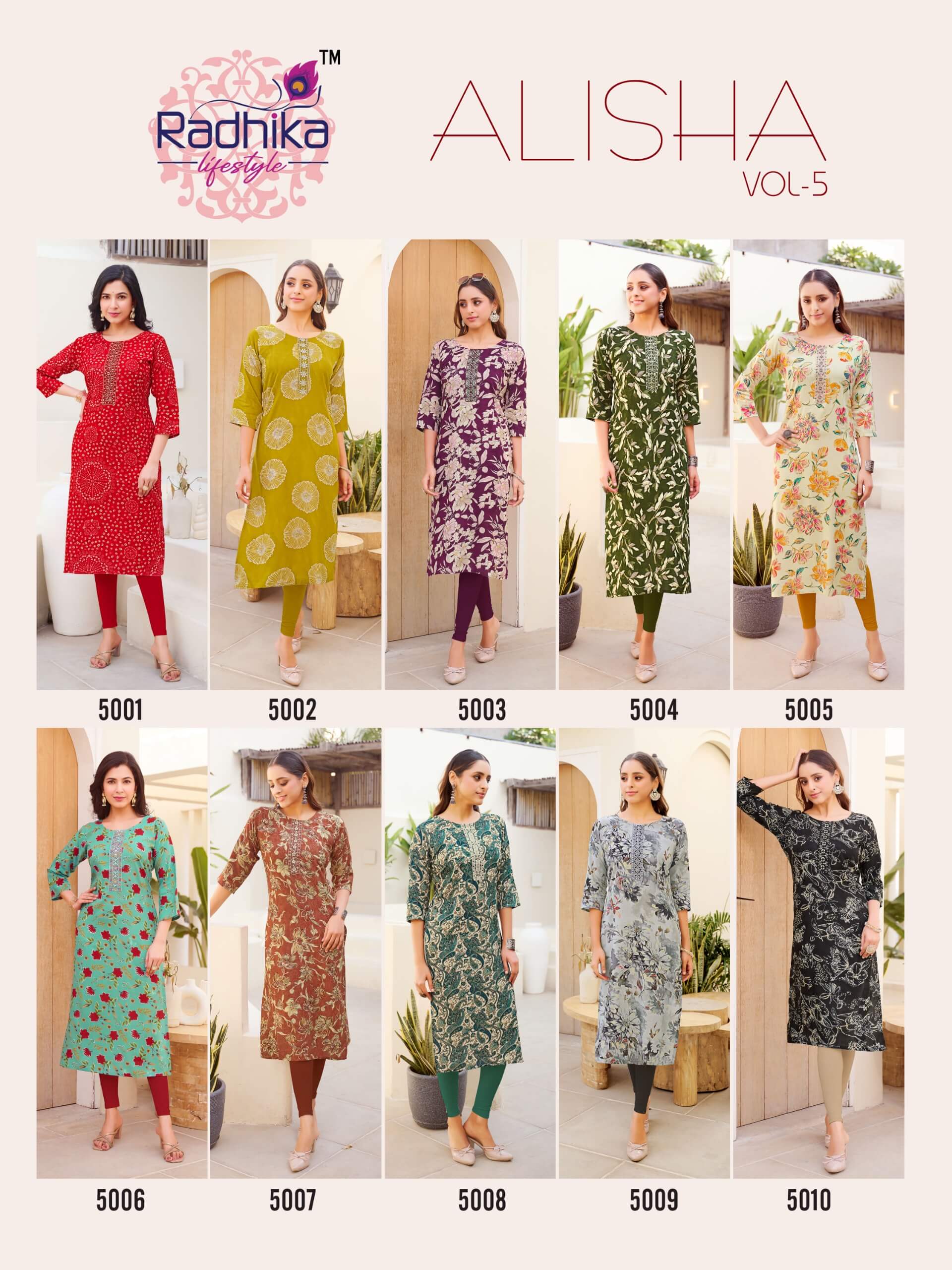 Radhika Lifestyle Alisha Vol 5 Rayon Kurti Catalog collection 6