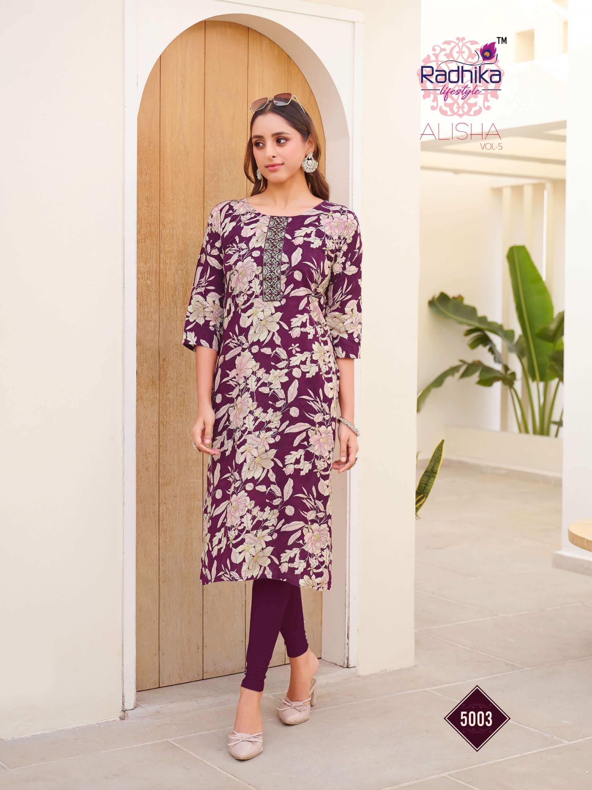 Radhika Lifestyle Alisha Vol 5 Rayon Kurti Catalog collection 18