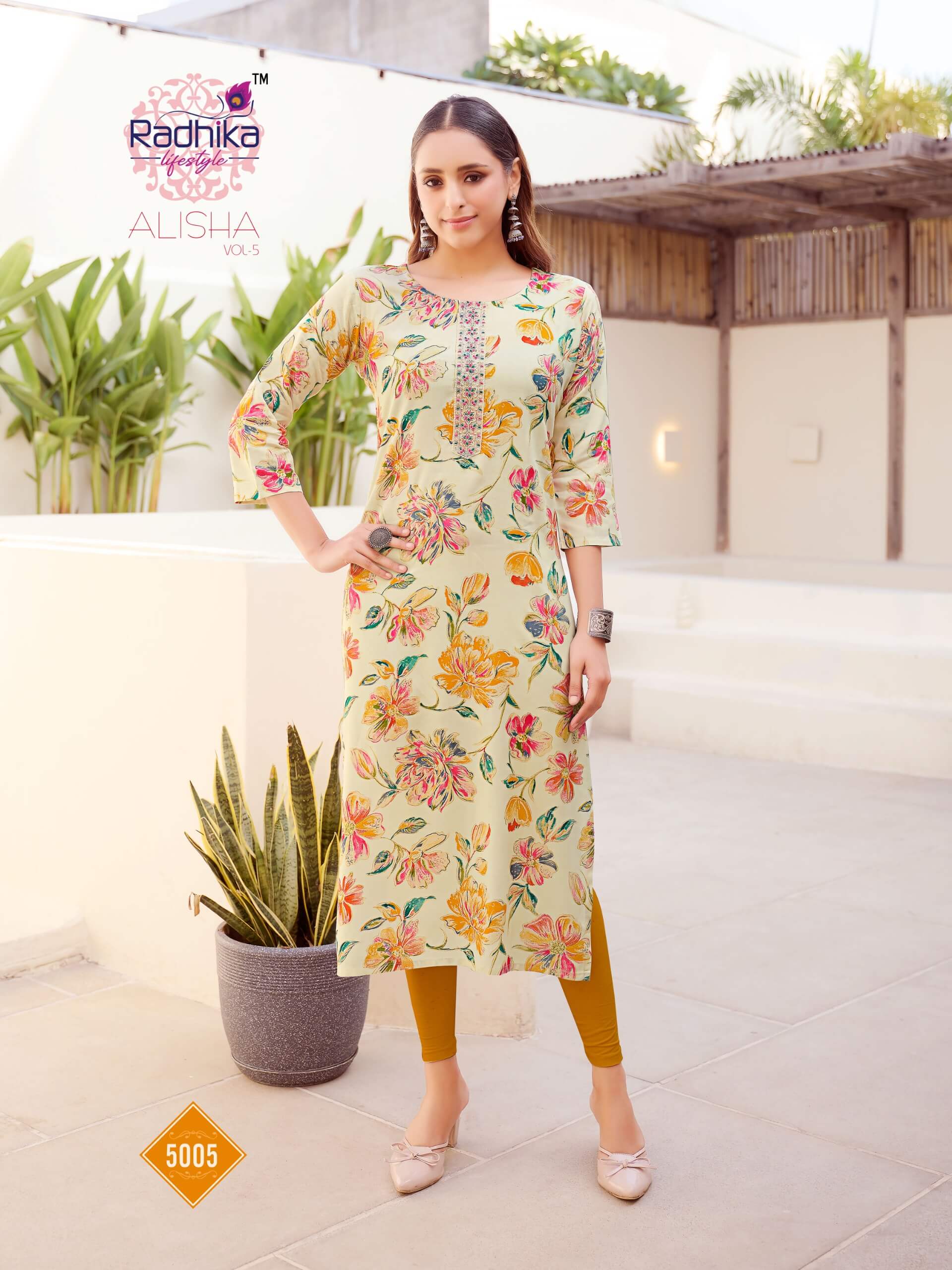 Radhika Lifestyle Alisha Vol 5 Rayon Kurti Catalog collection 15