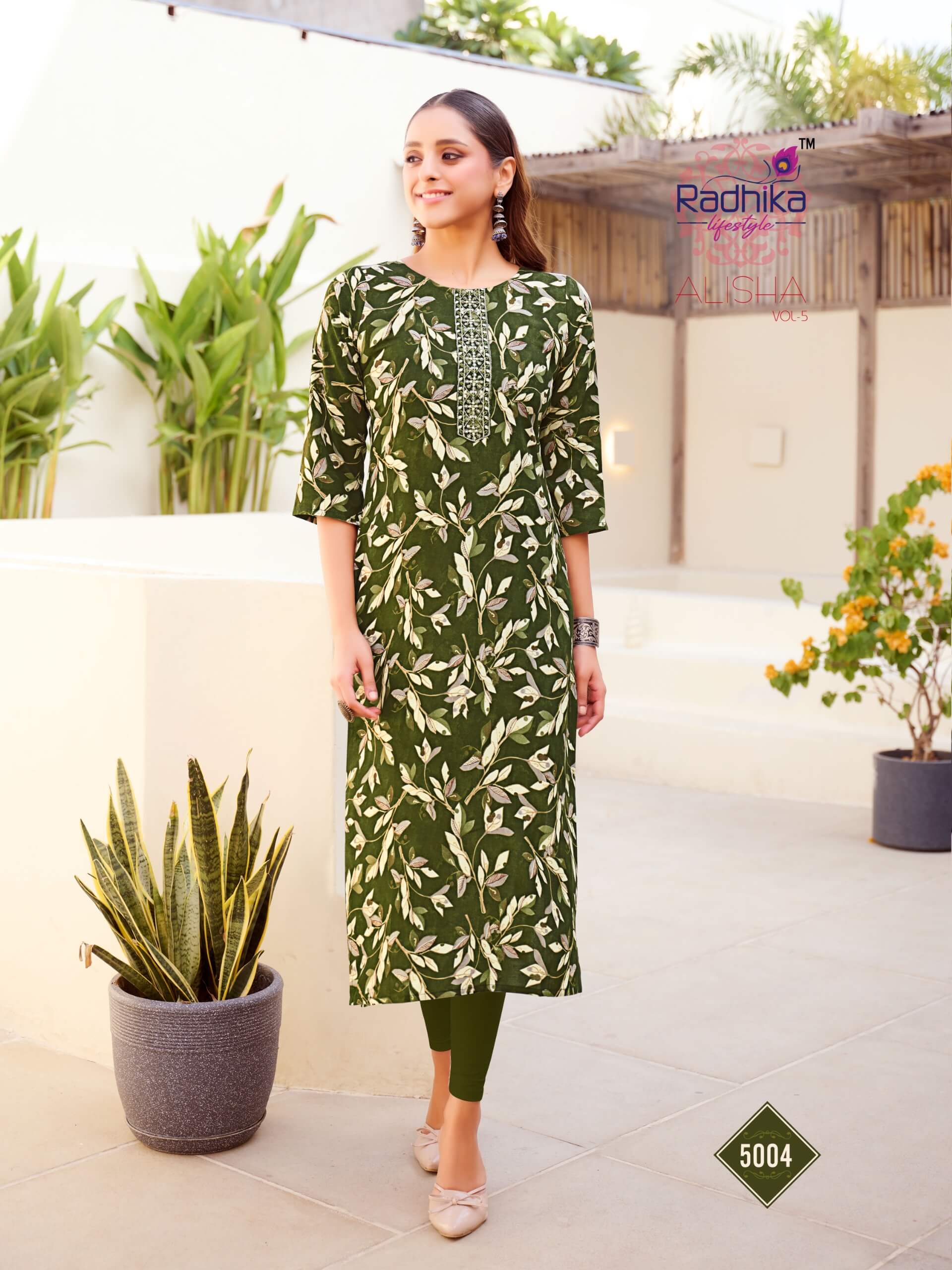 Radhika Lifestyle Alisha Vol 5 Rayon Kurti Catalog collection 16