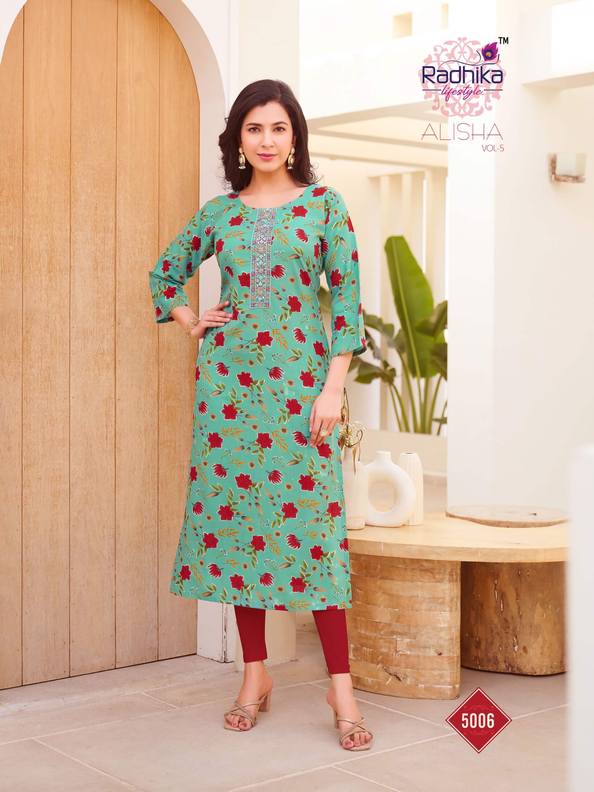 Radhika Lifestyle Alisha Vol 5 Rayon Kurti Catalog collection 5