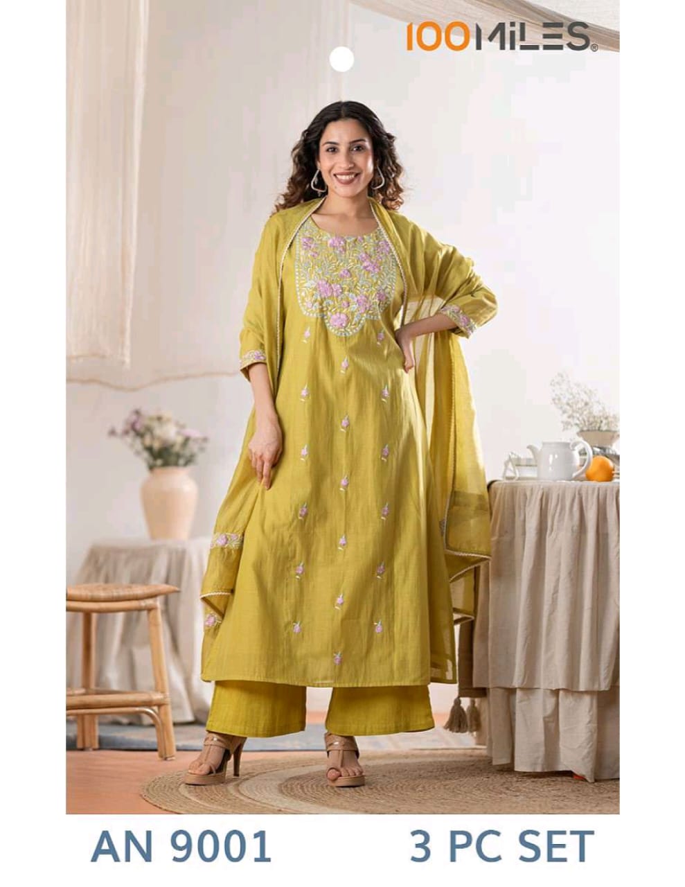 100 Miles Kurti AN Nine Embroidery Salwar Kameez Size Set collection 1