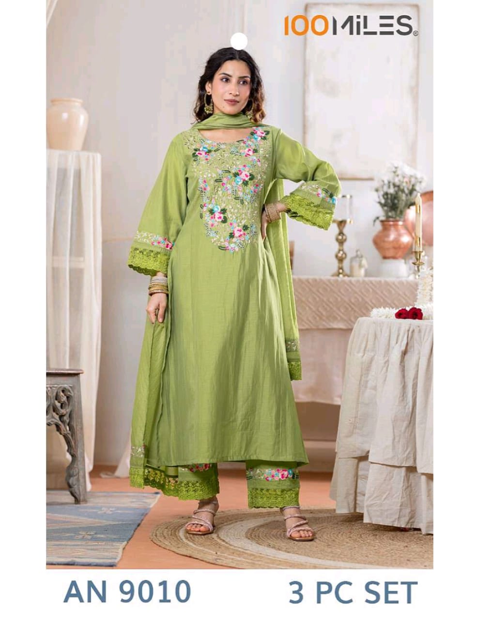 100 Miles Kurti AN9010 Embroidery Salwar Kameez Size Set collection 1