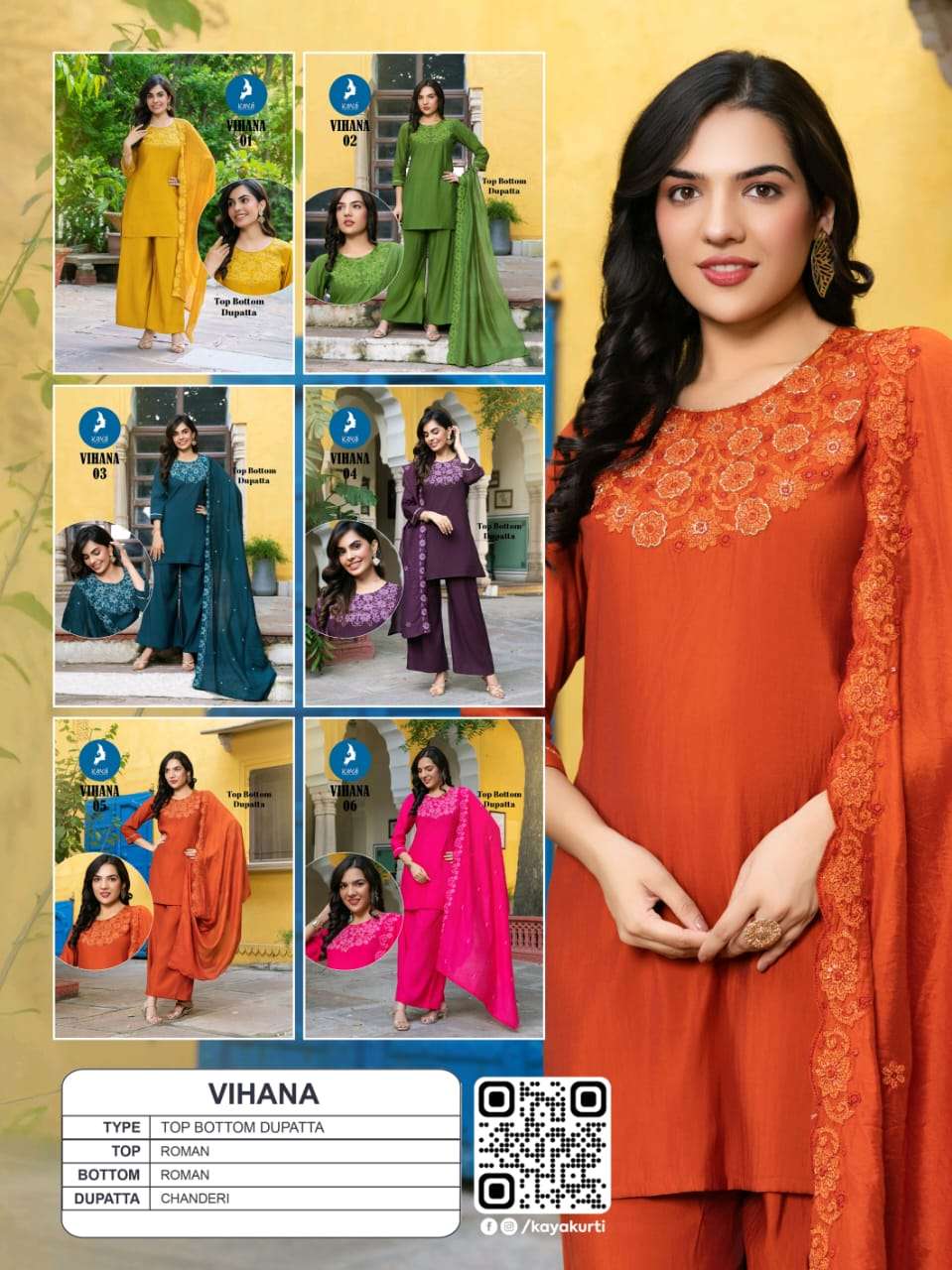 Kaya Kurti Vihana Kurti Palazzo Set With Dupatta Catalog collection 8