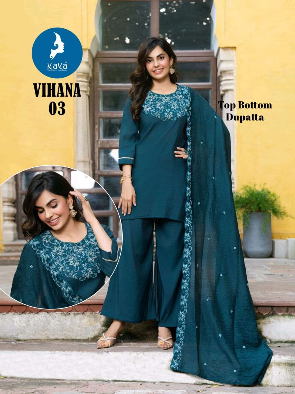 Kaya Kurti Vihana Kurti Palazzo Set With Dupatta Catalog collection 7