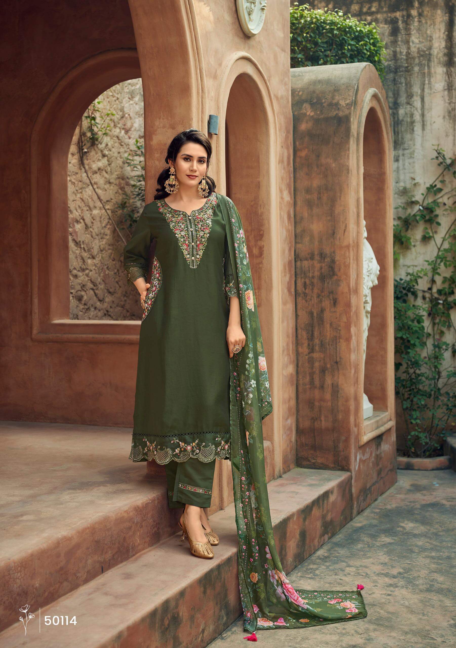 Lady Leela Gulmohar Embroidery Salwar Kameez Catalog collection 9