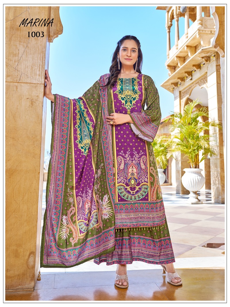 Aarvee Creation Marina Printed Salwar Kameez Catalog collection 9