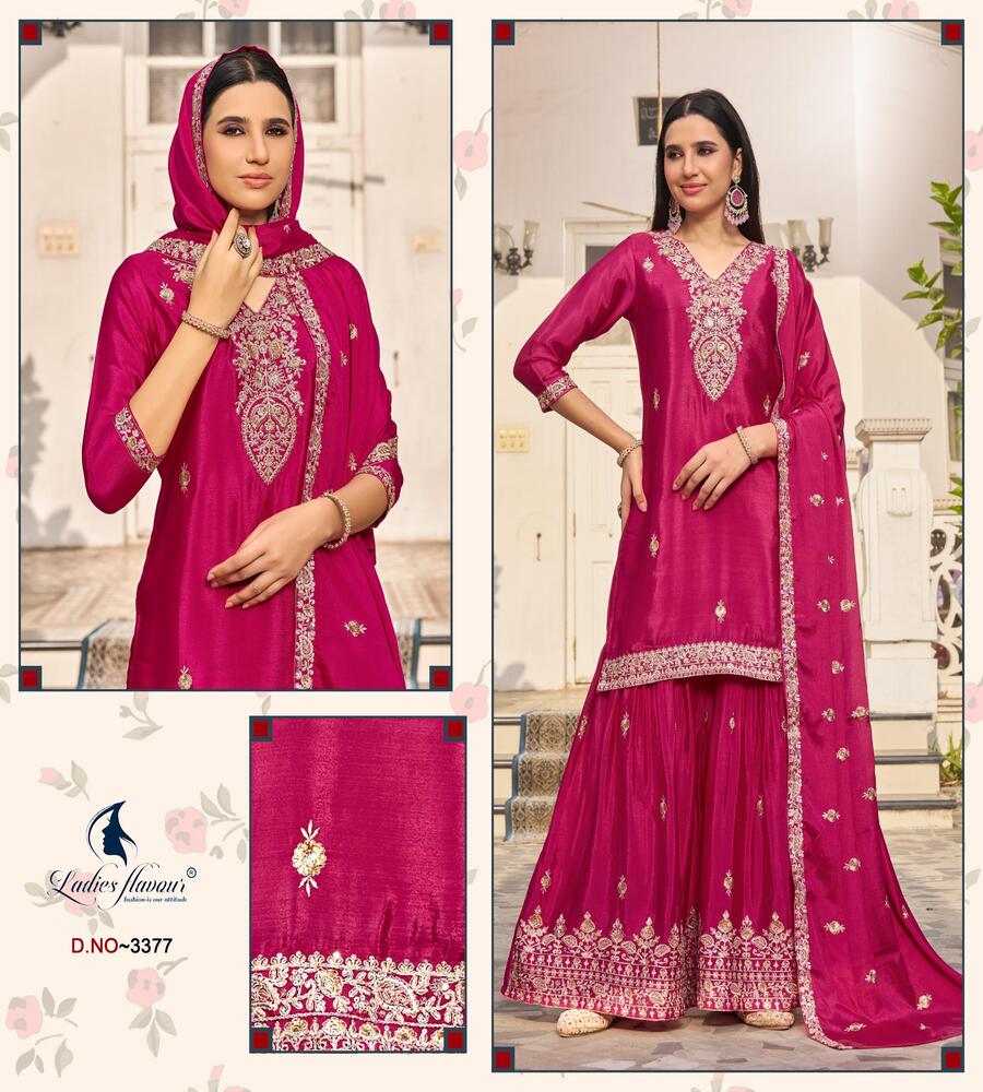Ladies Flavour Dno3376 Embroidery Salwar Kameez Size Set collection 2