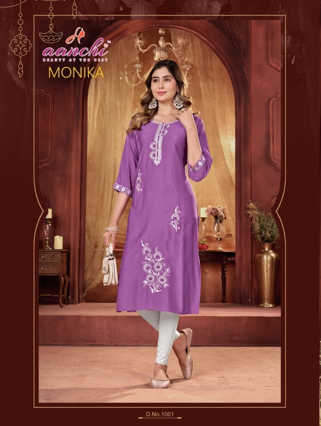 Aanchi Monika Embroidery Kurti Catalog collection 3