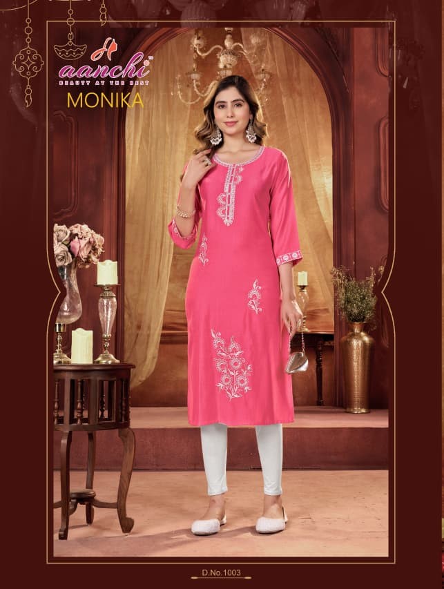 Aanchi Monika Embroidery Kurti Catalog collection 4