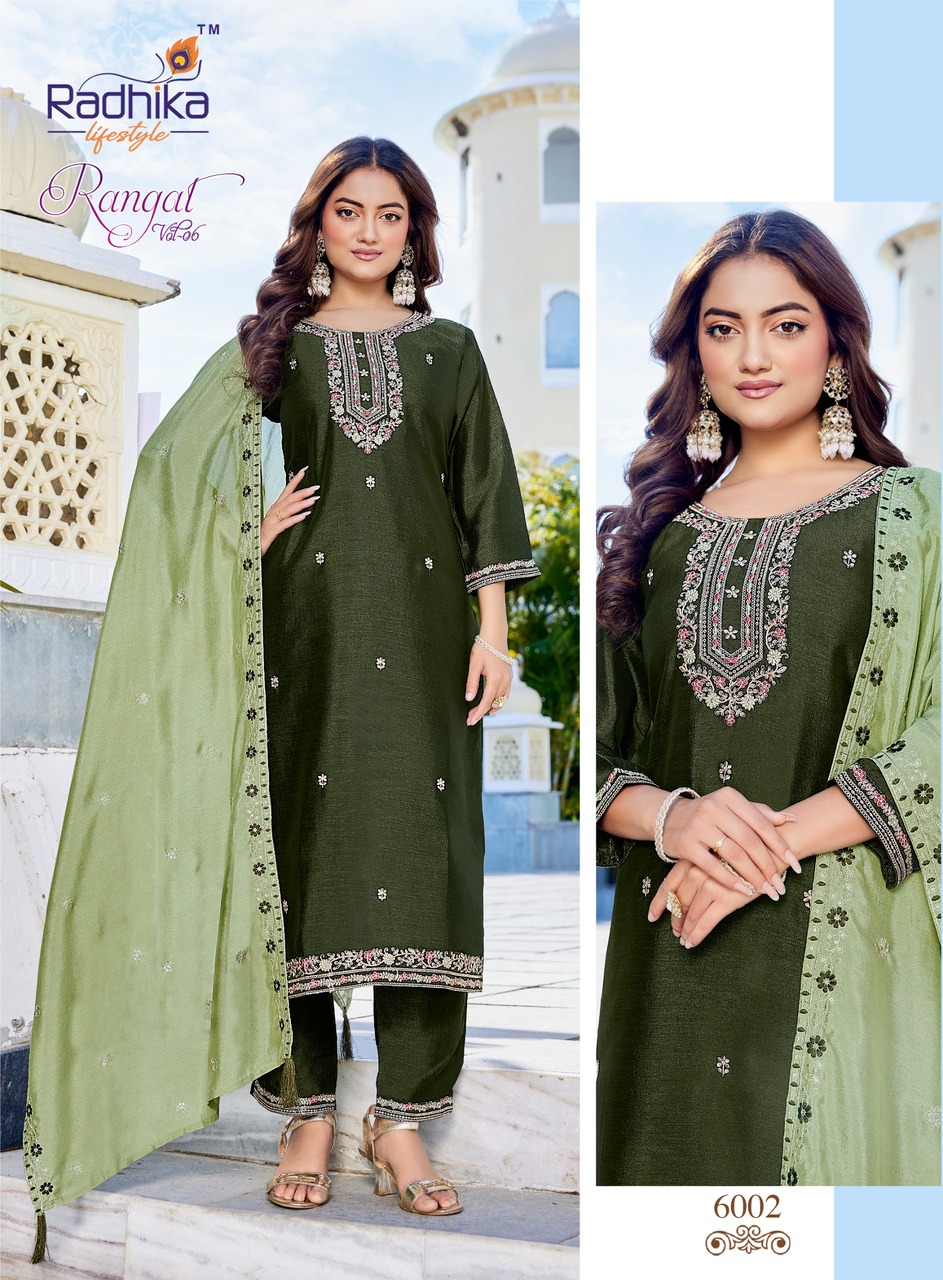 Radhika Lifestyle Rangat Vol 6 Embroidery Catalog collection 7