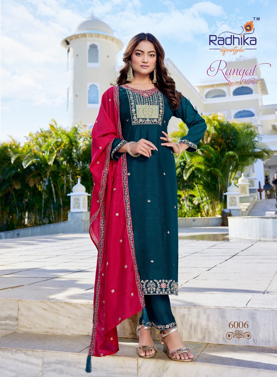 Radhika Lifestyle Rangat Vol 6 Embroidery Catalog collection 2