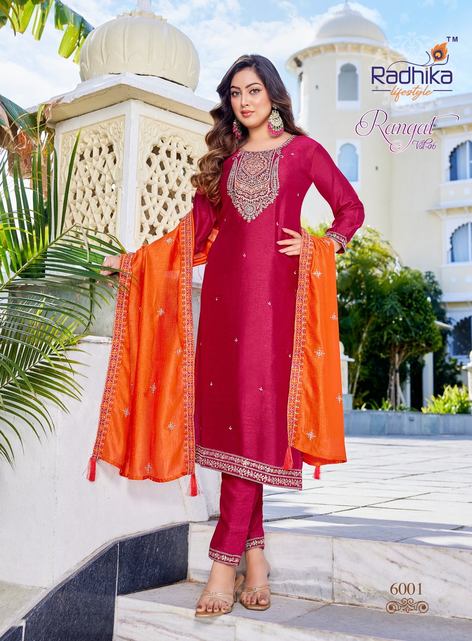 Radhika Lifestyle Rangat Vol 6 Embroidery Catalog collection 9