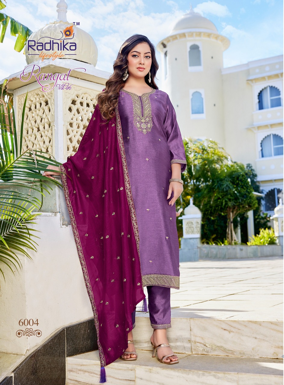Radhika Lifestyle Rangat Vol 6 Embroidery Catalog collection 6