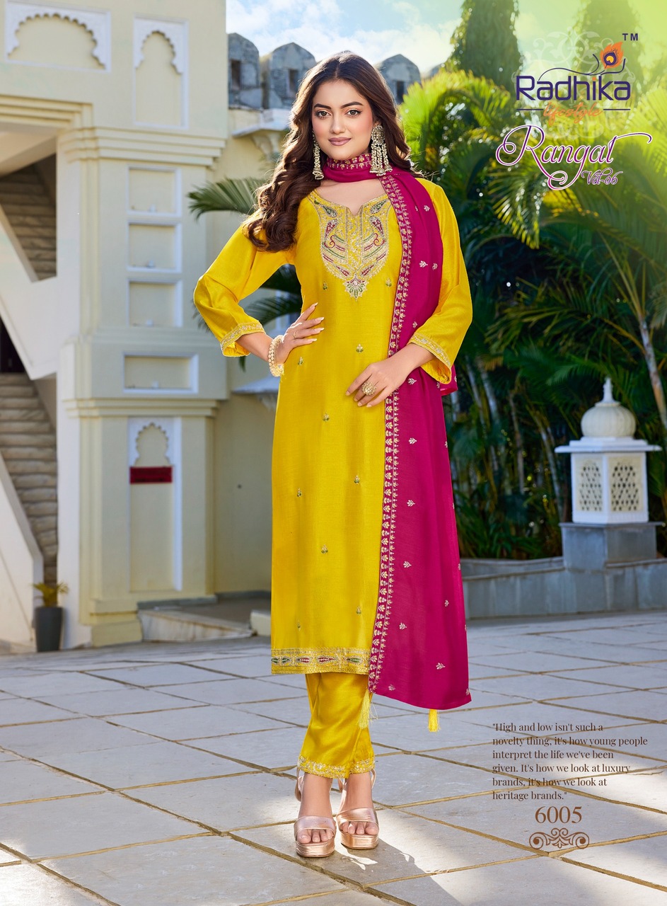 Radhika Lifestyle Rangat Vol 6 Embroidery Catalog collection 3