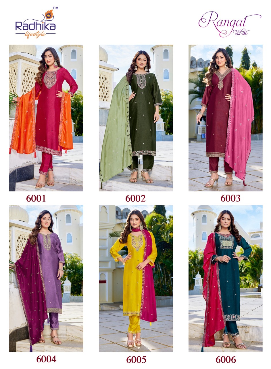 Radhika Lifestyle Rangat Vol 6 Embroidery Catalog collection 12