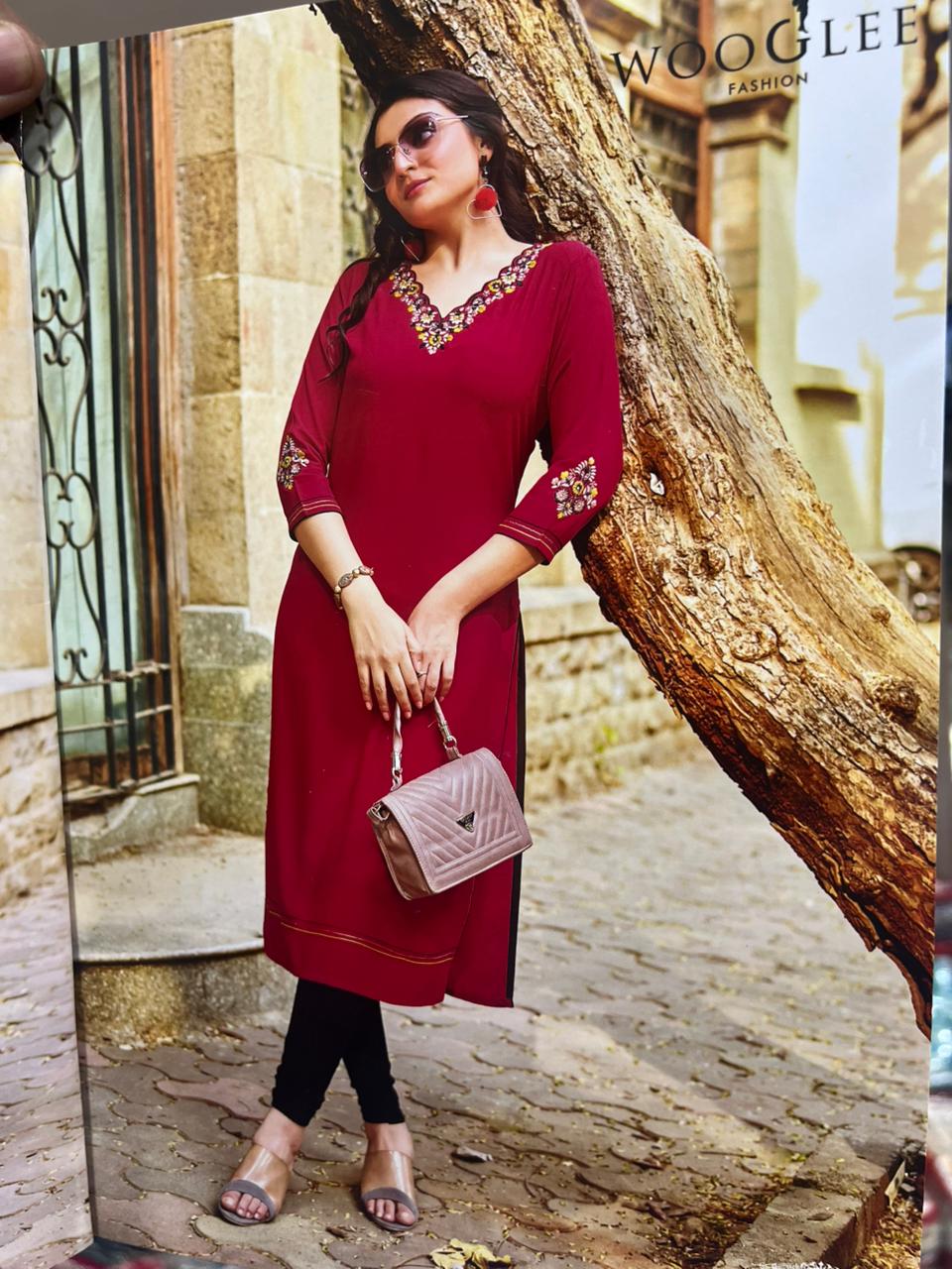 Wooglee Fashion Barbella Vol 14 Rayon Kurti Catalog collection 7