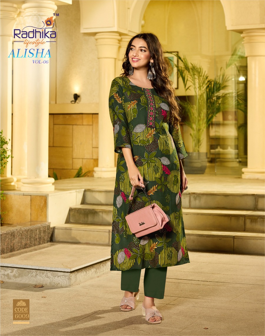 Radhika Lifestyle Alisha Vol 6 Rayon Kurti Catalog collection 2