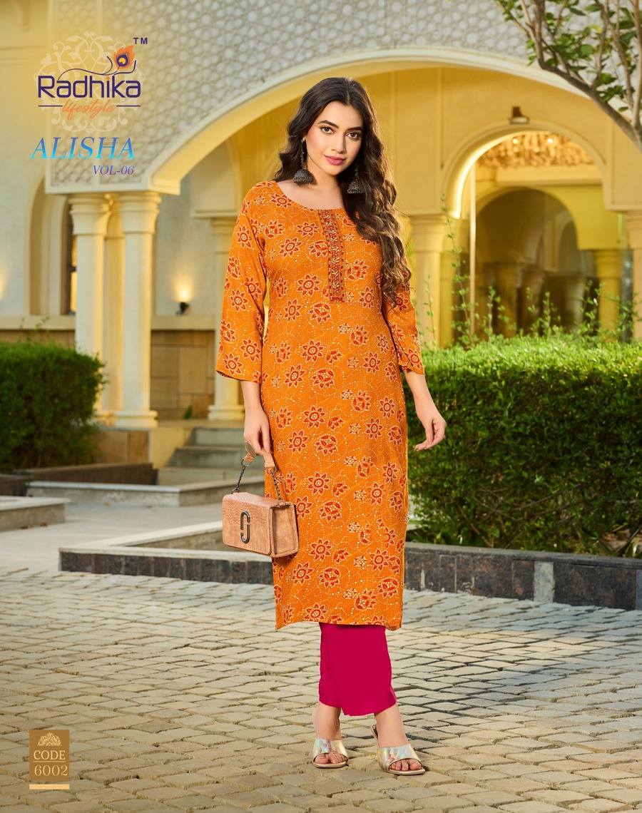 Radhika Lifestyle Alisha Vol 6 Rayon Kurti Catalog collection 10