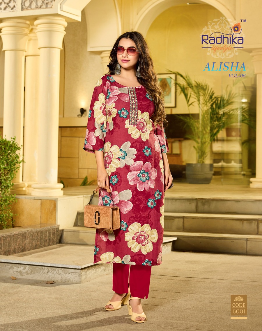 Radhika Lifestyle Alisha Vol 6 Rayon Kurti Catalog collection 12