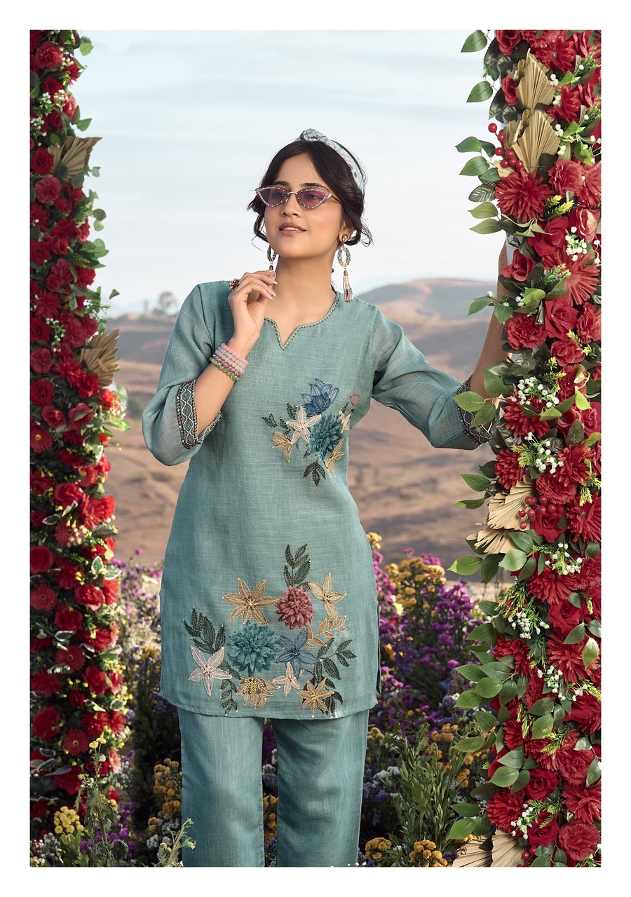 Anju Fabrics Royal Peacock Co Ord Set Catalog collection 6