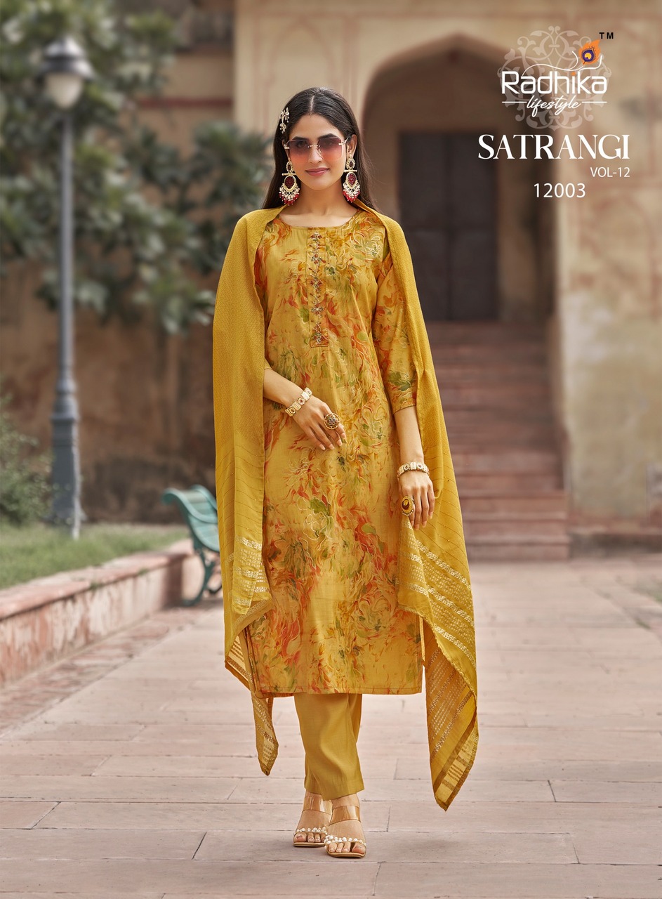 Radhika Lifestyle Satrangi 12 Printed Salwar Kameez Catalog collection 7