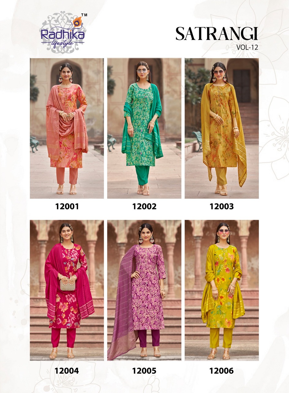 Radhika Lifestyle Satrangi 12 Printed Salwar Kameez Catalog collection 12