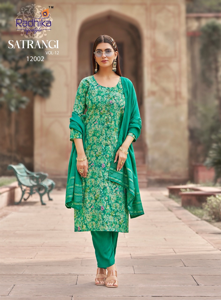 Radhika Lifestyle Satrangi 12 Printed Salwar Kameez Catalog collection 8
