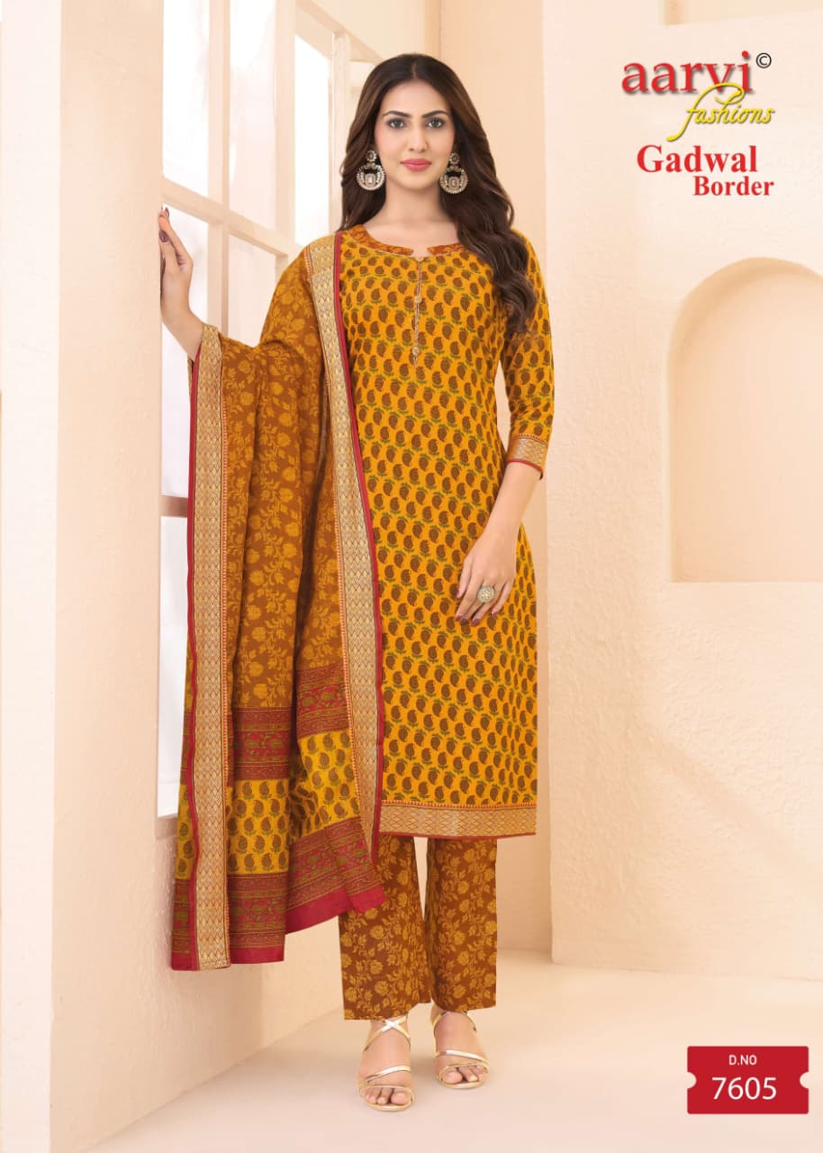 Aarvi Fashions Gadhwal 10 Cotton Salwar Kameez Catalog collection 15