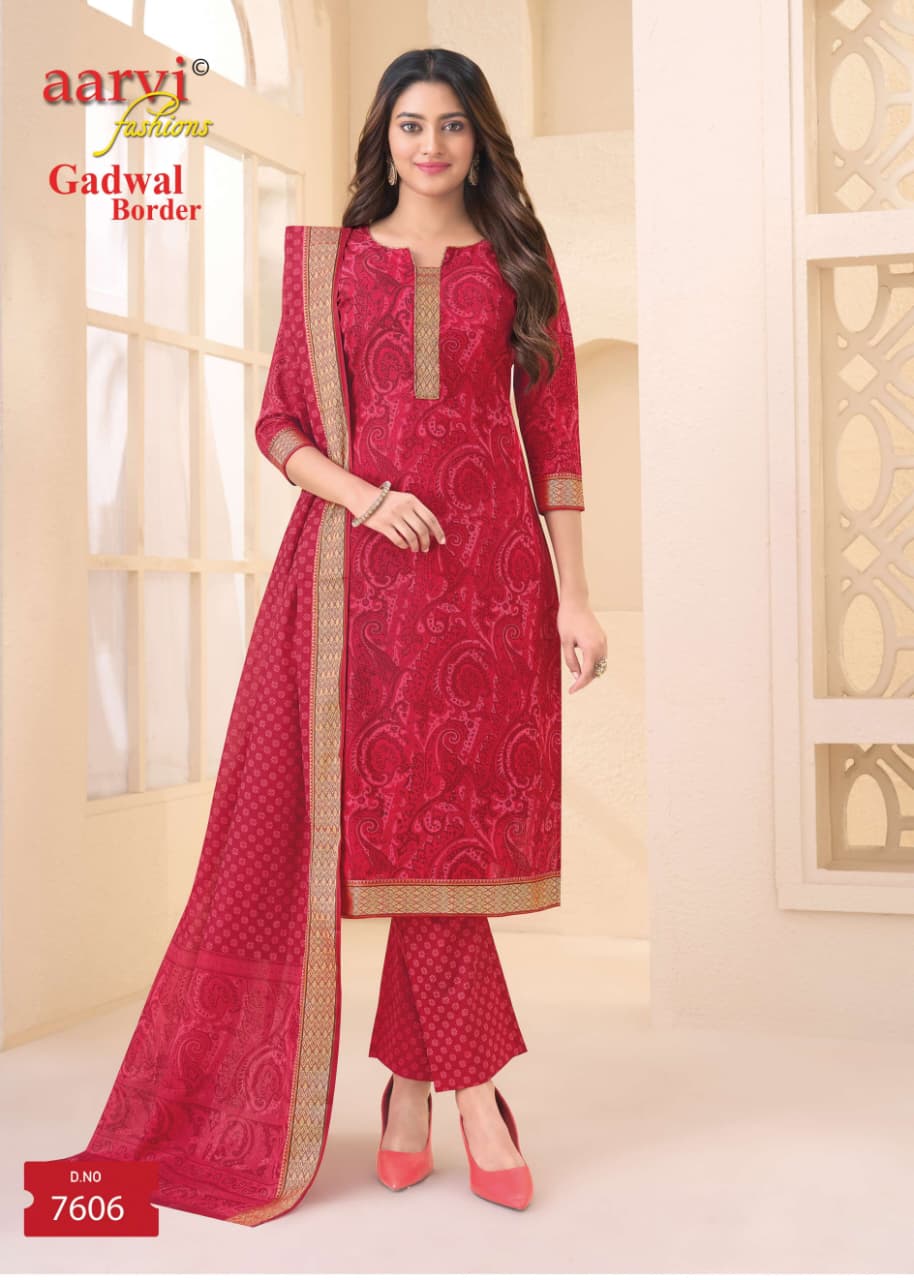 Aarvi Fashions Gadhwal 10 Cotton Salwar Kameez Catalog collection 17
